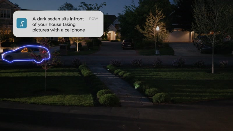 Alder NVR AI detecting vehicle at night with descriptive alert
